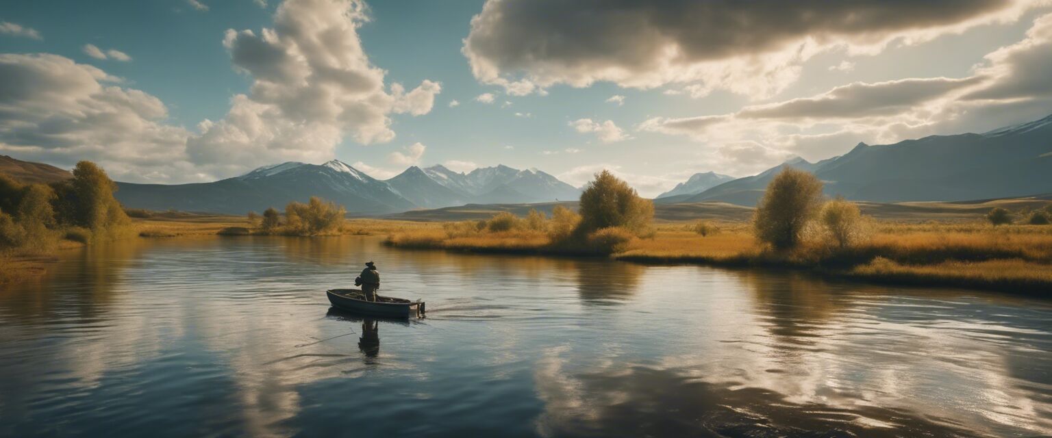 Fly fishing casting in natural environment