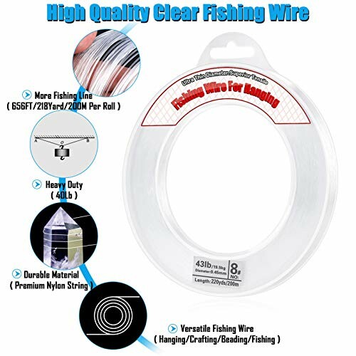 Clear fishing wire with features and specifications highlighted.