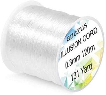 Spool of clear illusion cord, 0.3mm 120m labeled.