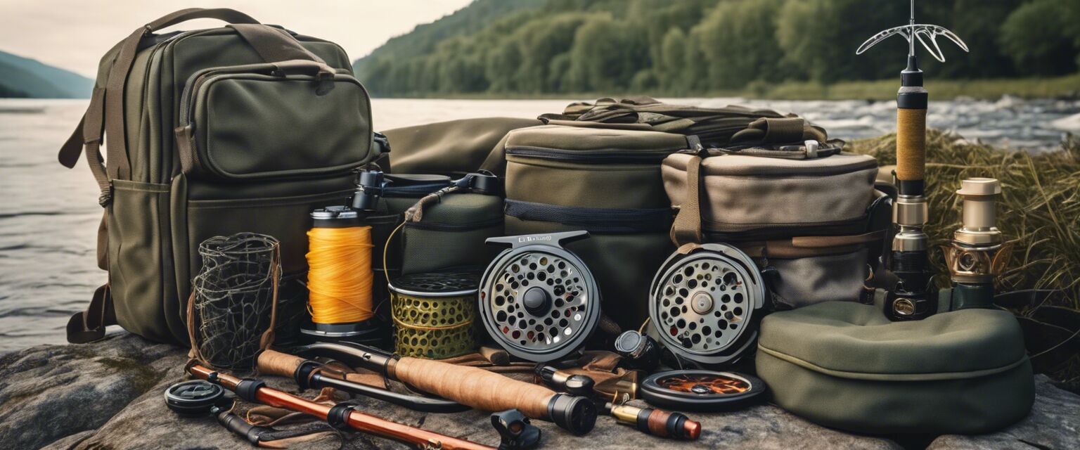 Fly fishing gear on the bank