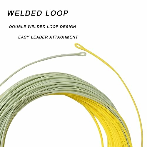 Coiled fly line with welded loop for easy leader attachment.