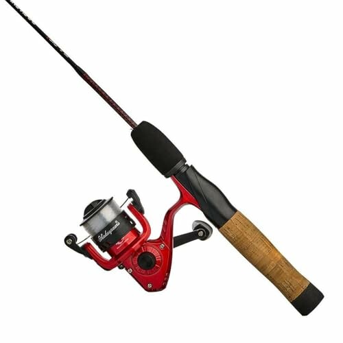 Red fishing rod with reel and cork handle